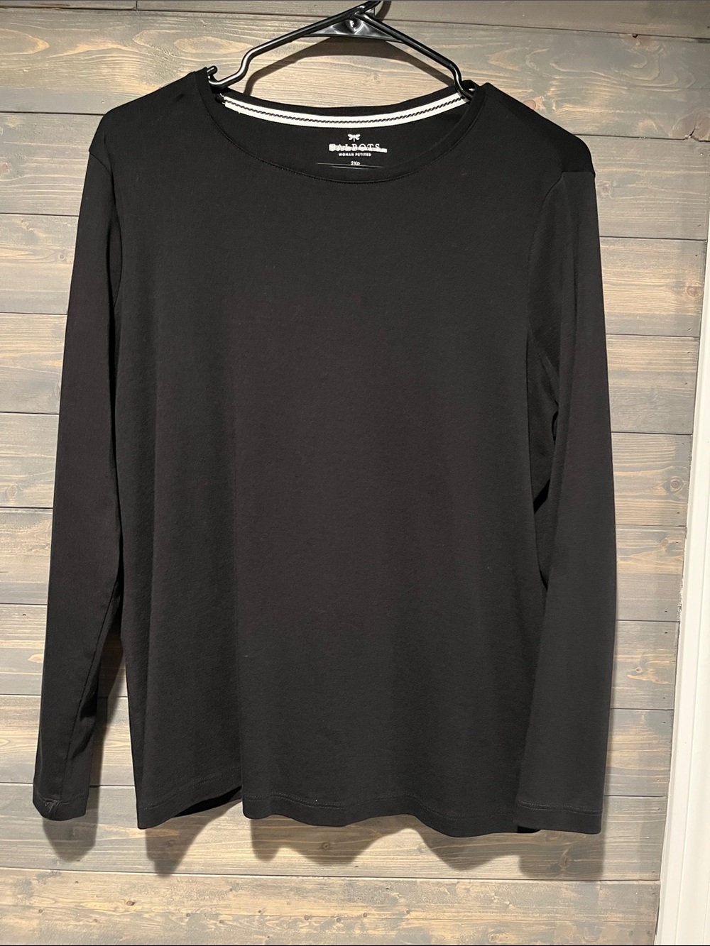 NWOT Talbots Pima Cotton Black Long-Sleeve Crewneck Shirt 2X P